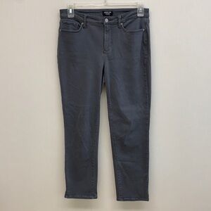 NYDJ Curves 360 Heather Gray Velvet Crush Straight Leg Jeans • Sz 8